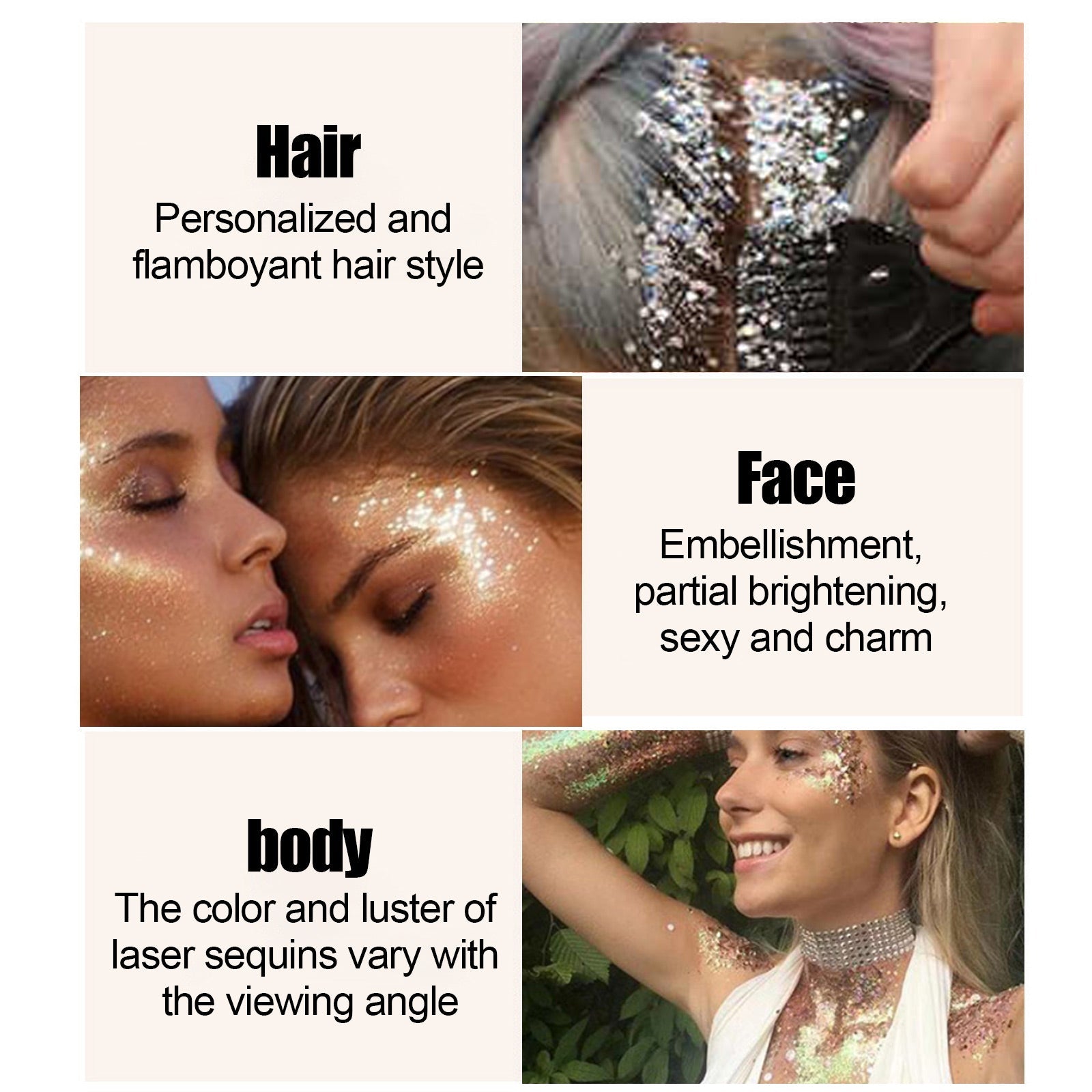 Glitter Body Skin Gel, Makeup Fish Scale Glitter Gel Glitter Stage Show Makeup Props Eyeshadow - Korvel
