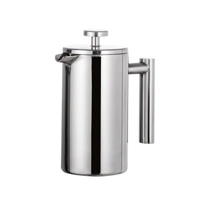 Coffee pot 304 stainless steel French press double-layer hand-pour straight handle coffee brewing pot - Korvel