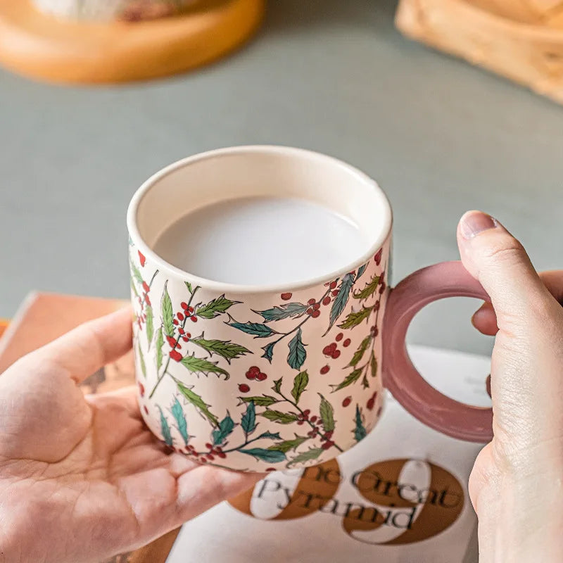 British Style Ceramic Mug Cute Coffee Cups Personality Gift Household Color Painting  Kawaii Girls Breakfast Oat Milk Mugs - Korvel