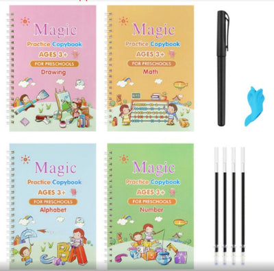 Full English version of calligraphy stickers Children's groove copybook Student hard pen practice copybook Magic writing sticker - Korvel