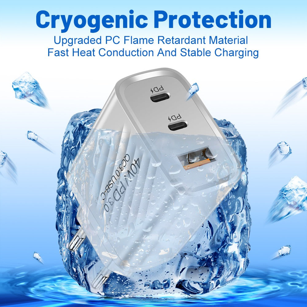 40W Dual PD+USB Fast Charging Adapter