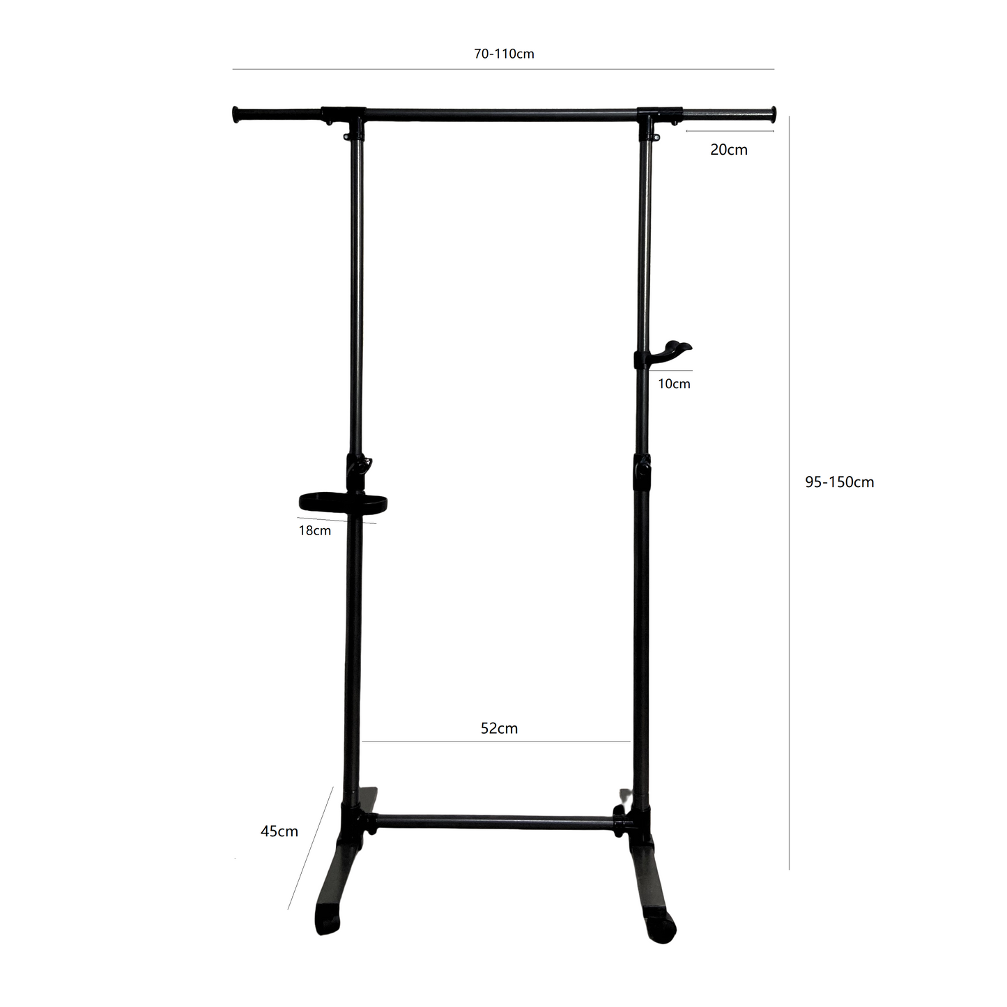 Heavy-Duty Rolling Clothes Hanger with Wheels - Black