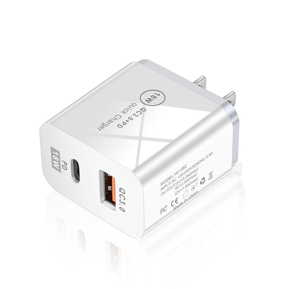 QC3.0 Fast Charging PD Charger USB-A+Type-C Dual Port Charging Head - Korvel