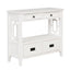 36'' Farmhouse Pine Wood Console Table Entry Sofa Table with 4 Drawers & 1 Storage Shelf (Antique White) - Korvel