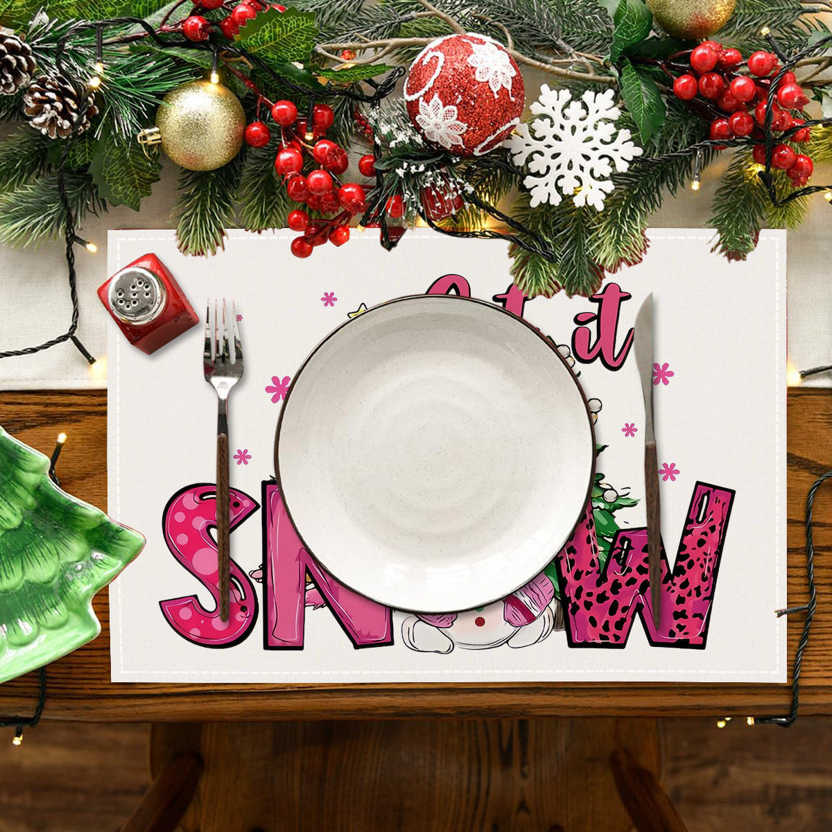 Cake linen placemat Christmas kitchen restaurant decoration insulation mat printed snowman table mat - Korvel