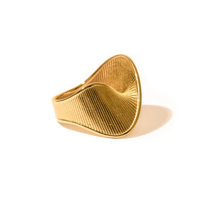 Bague torsadée en acier inoxydable à rayures - Bijoux déclaratifs en couleur or
