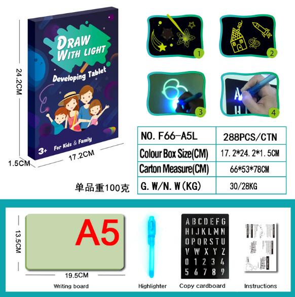 Draw With Light Fun  Glowing Paint Glow Light Tablet Draw With Light Fun And Developing Toy - Korvel