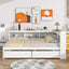 Elegant Full Bed with L-shaped Bookcases and Drawers in White