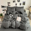 Washed Cotton Solid Color Double Spliced Four-Piece Bedding Set - Sheet, Quilt Cover, Pillowcases for Employee and Dormitory Use - Korvel