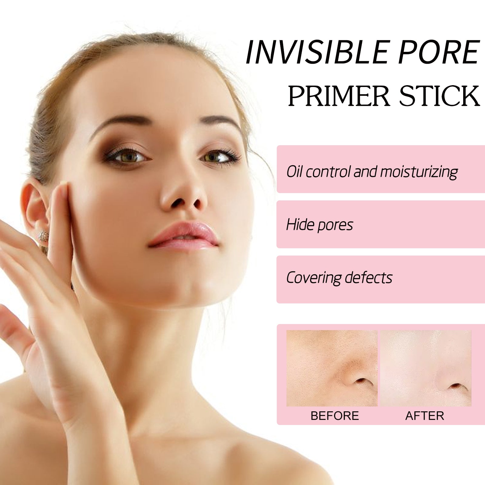 Pore Invisible Stick, Brightening Skin Tone Concealer Invisible Pore Smoothing Pre-Makeup Stick - Korvel