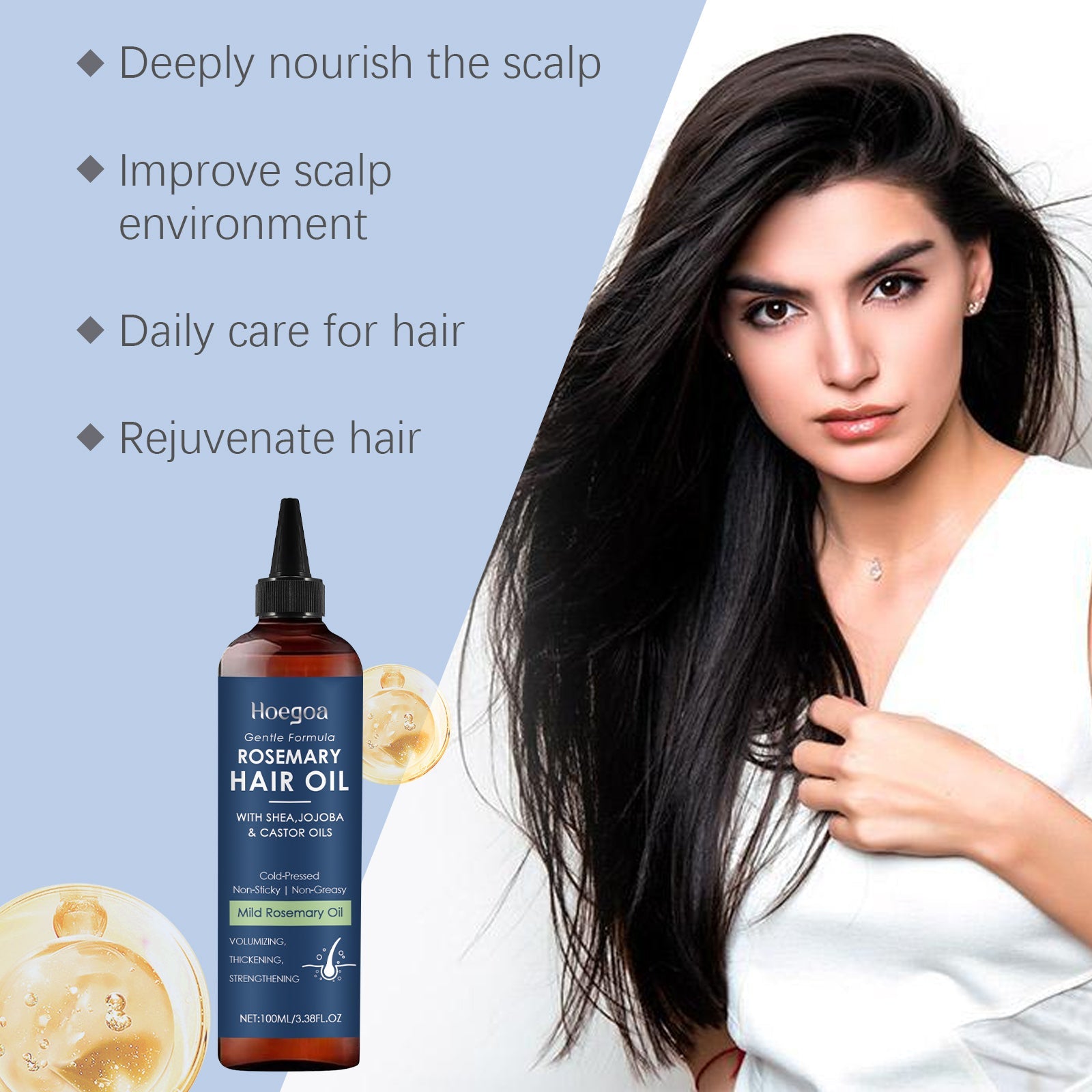 Rosemary Hair Care Oil Nourishes, Strengthens, Smoothes And Improves Scalp Massage Treatment Essence - Korvel