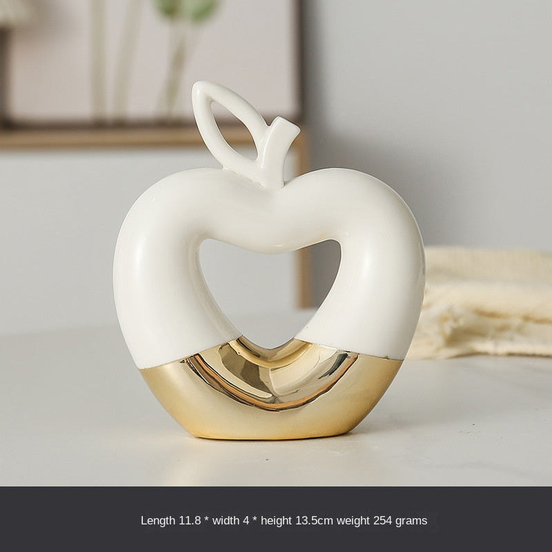 Modern Minimalist Gilded Apple Pear Creative Wine Cabinet Decorative Piece Luxury Home Living Room Entrance Ceramic Craft - Korvel