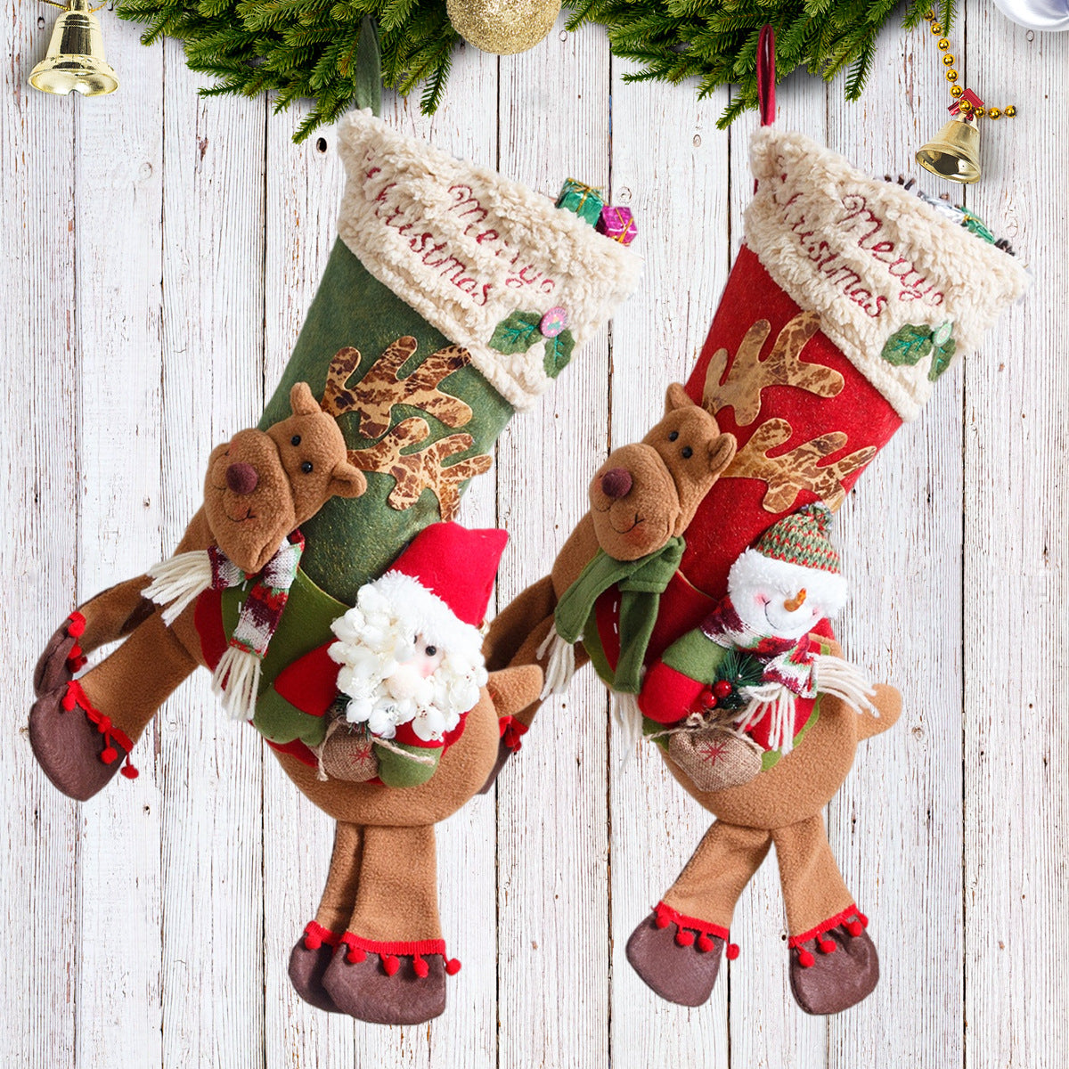 Santa Claus, snowman, deer riding socks, children's Christmas gifts, apple bags, jewelry, Christmas socks - Korvel