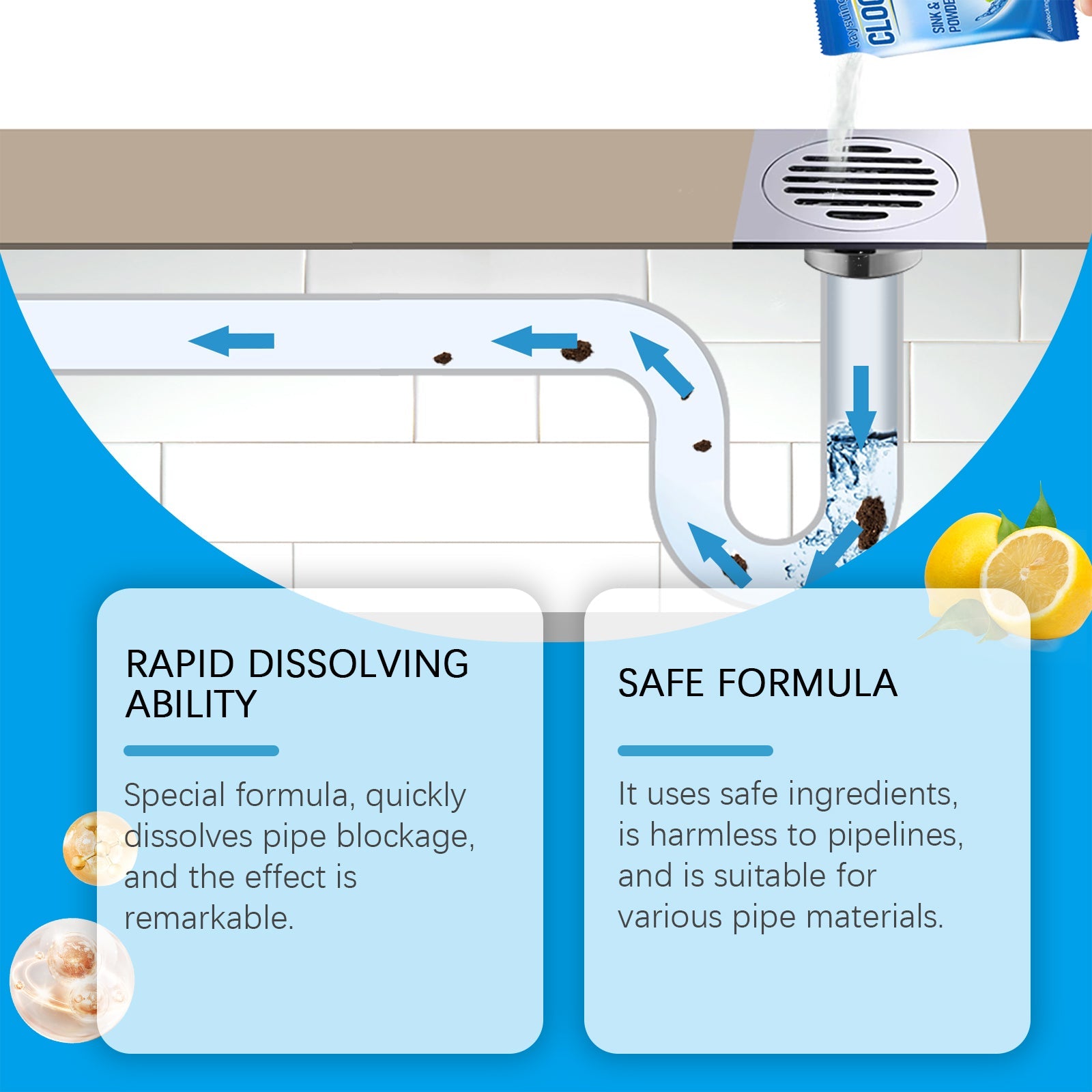 Pipeline Dredging Cleaning Powder To Dissolve And Dredging Sewage And Drain Grease Blocking Deodorant Powder - Korvel