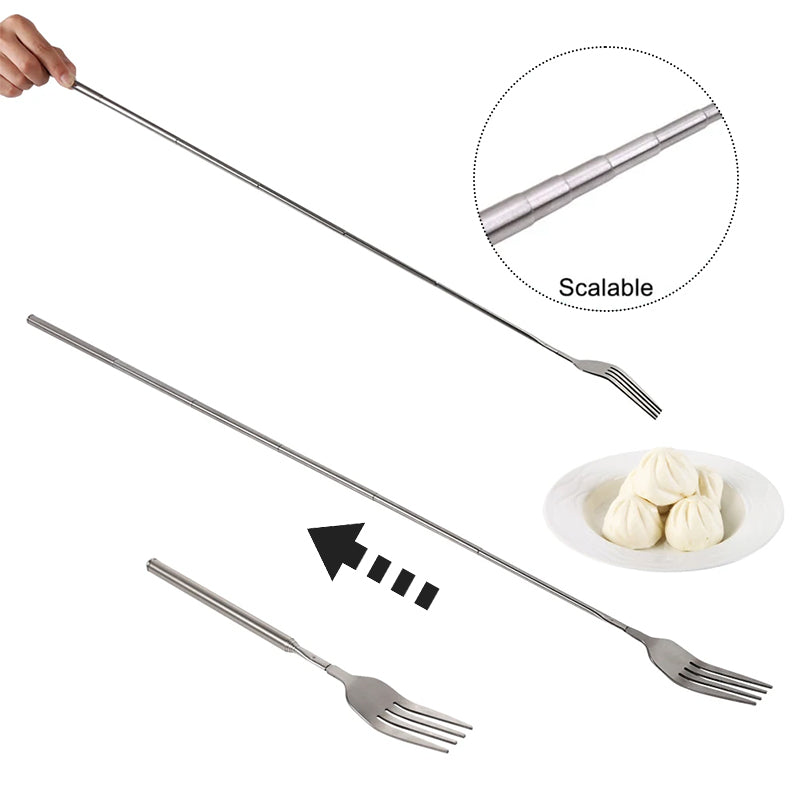 Fourchette télescopique en acier inoxydable premium pour le dîner et le barbecue