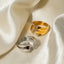 Stainless Steel Inlaid Rhinestone Bypass Ring - Korvel