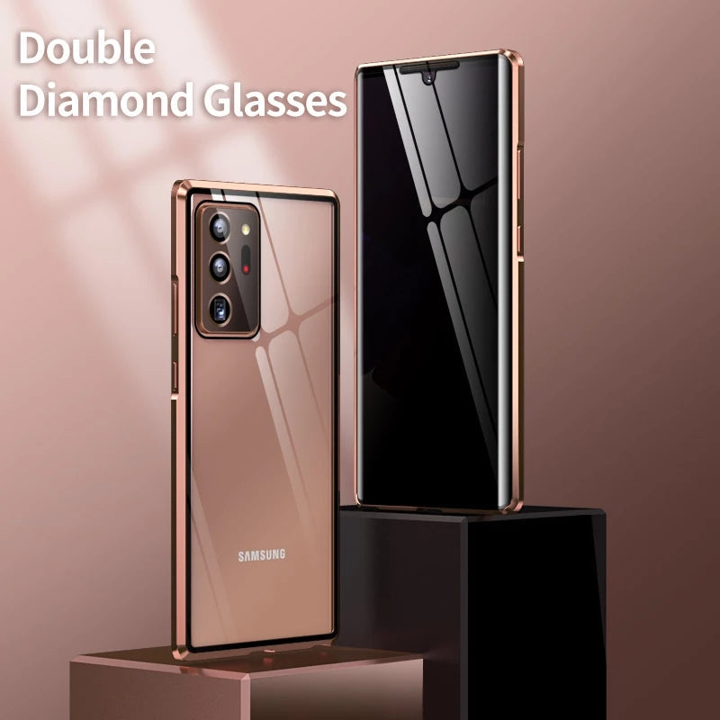 For Samsung Note20U Anti Peeping Privacy Glass Case Protect Phone Case S21Ultra Magnetic S21 Metal Cover - Korvel