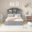 Full Size Wood Platform Bed with Storage Headboard - Gray