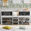 Twin Size Low Loft Bed with Two Movable Shelves and Ladder,with Decorative Guardrail Chalkboard,White - Korvel