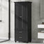 Tall Storage Cabinet with Two Drawers for Bathroom/Office, Black - Korvel