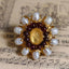 Bague ouverte en perle baroque naturelle vintage en laiton