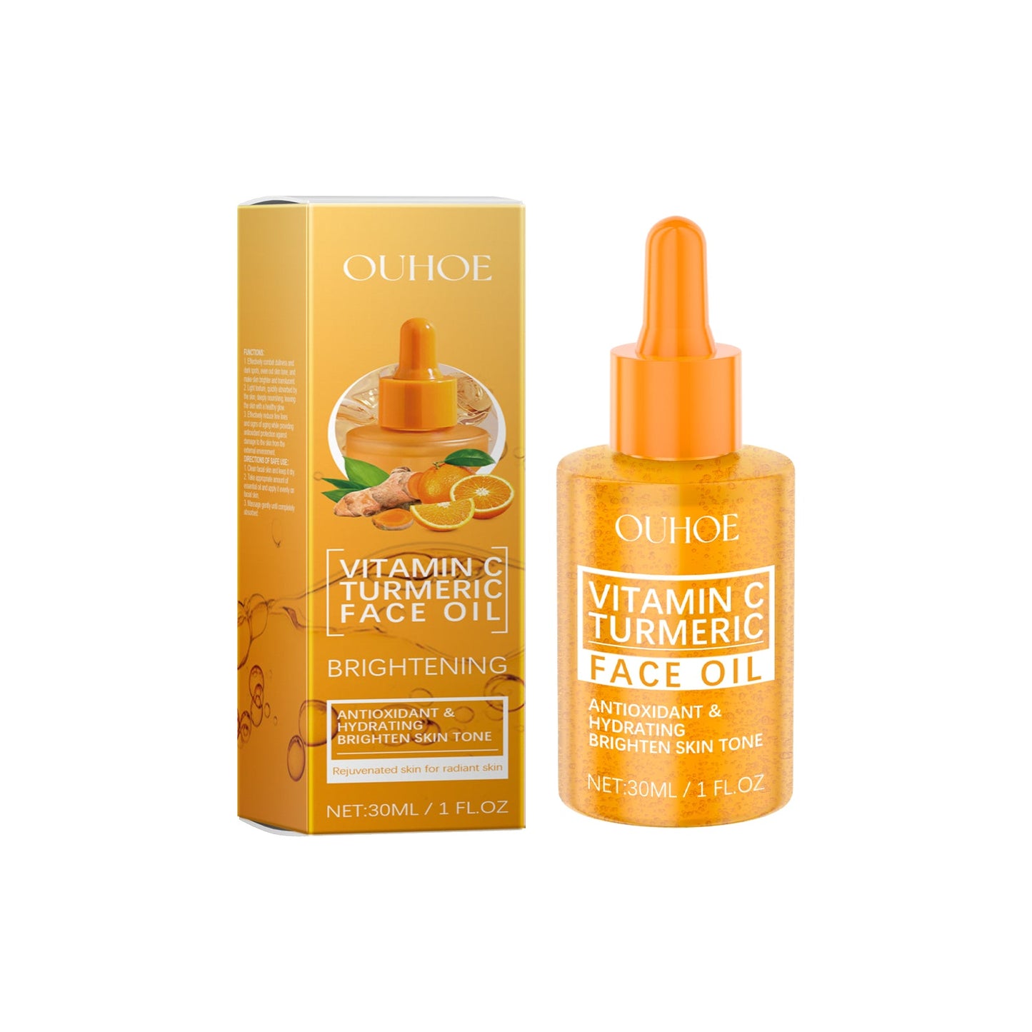 Vitamin C Turmeric Brightening Oil, Vitamin C Moisturizing Facial Skin Moisturizing, Hydrating And Brightening Skin Essential Oil - Korvel
