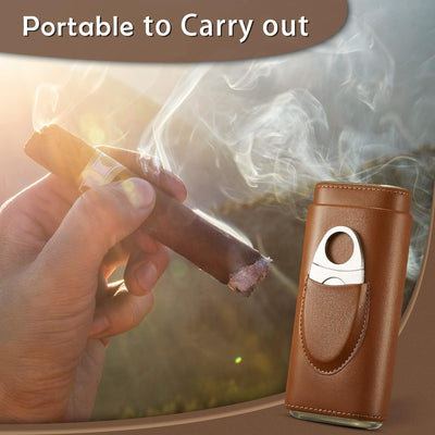 Premium Leather Cigar Box with Cedar Wood Humidor
