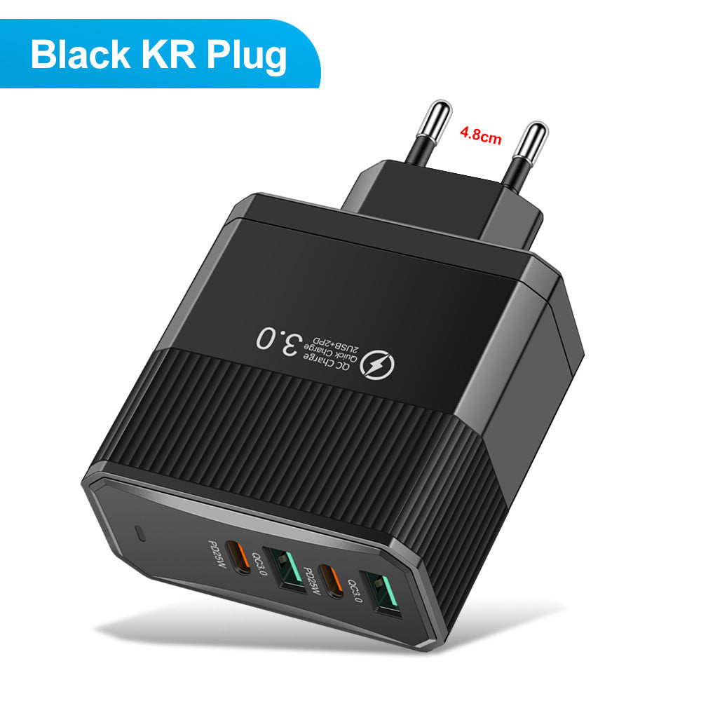 4-in-1 2USB+2PD mobile charger, tablet plug, super fast charging multi port plug - Korvel