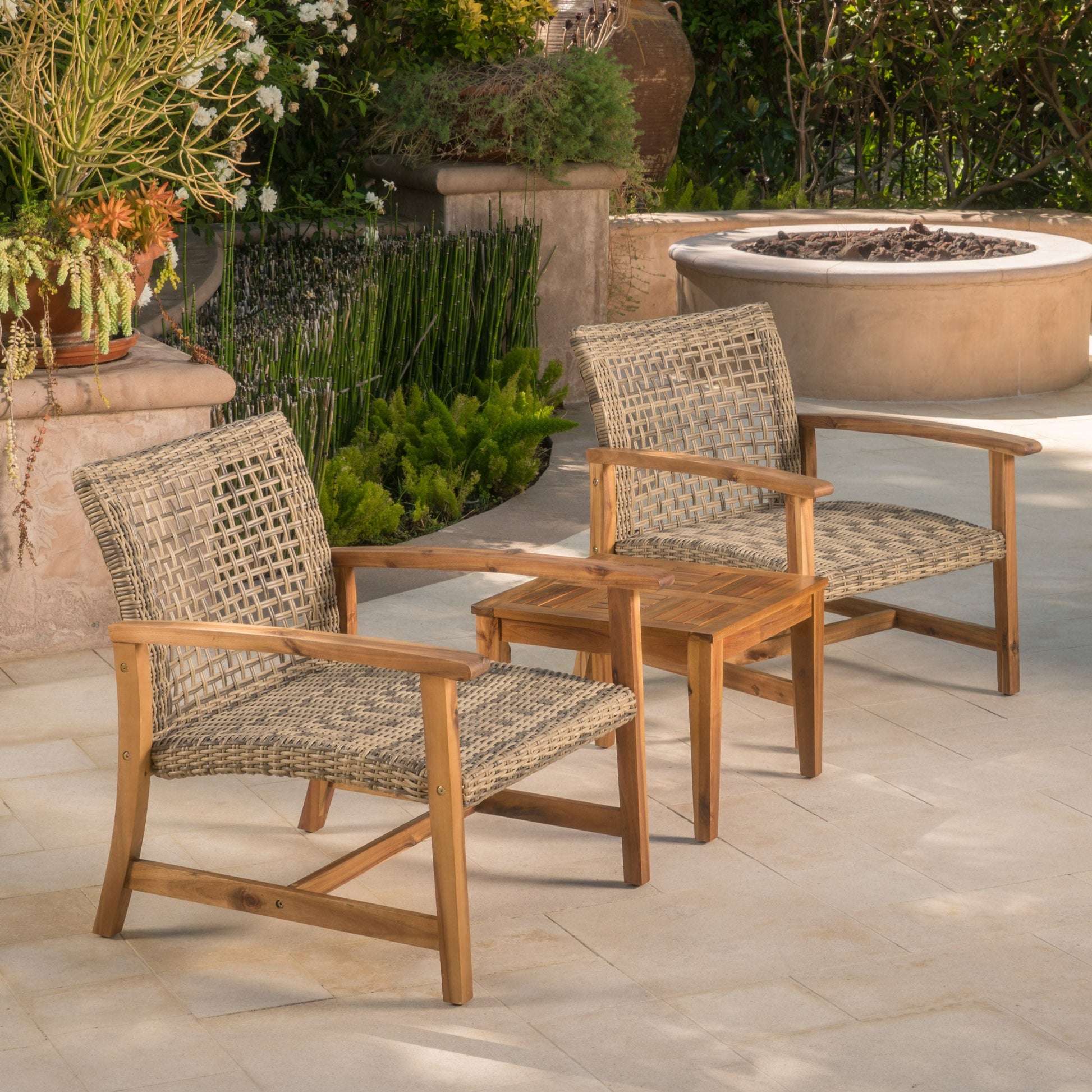 HAMPTON WOOD + WICKER CLUB CHAIR ( set of 2) - Korvel