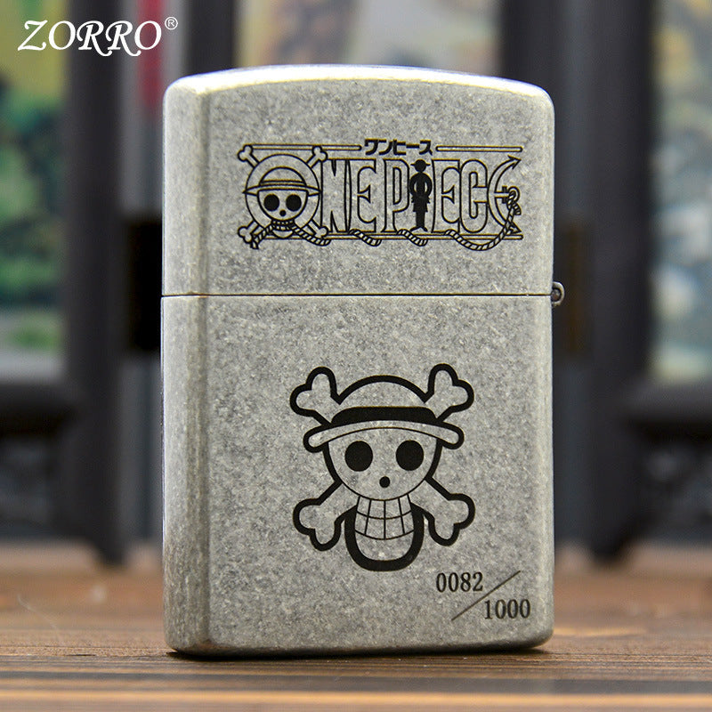 ZORRO Zoro Ancient Silver Pirate King Luffy Kerosene Lighter - Korvel