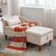 Beige Chaise Lounge Indoor Velvet Lounge Chair for Bedroom with Storage & Pillow Modern Upholstered Rolled Arm Chase Lounge - Korvel