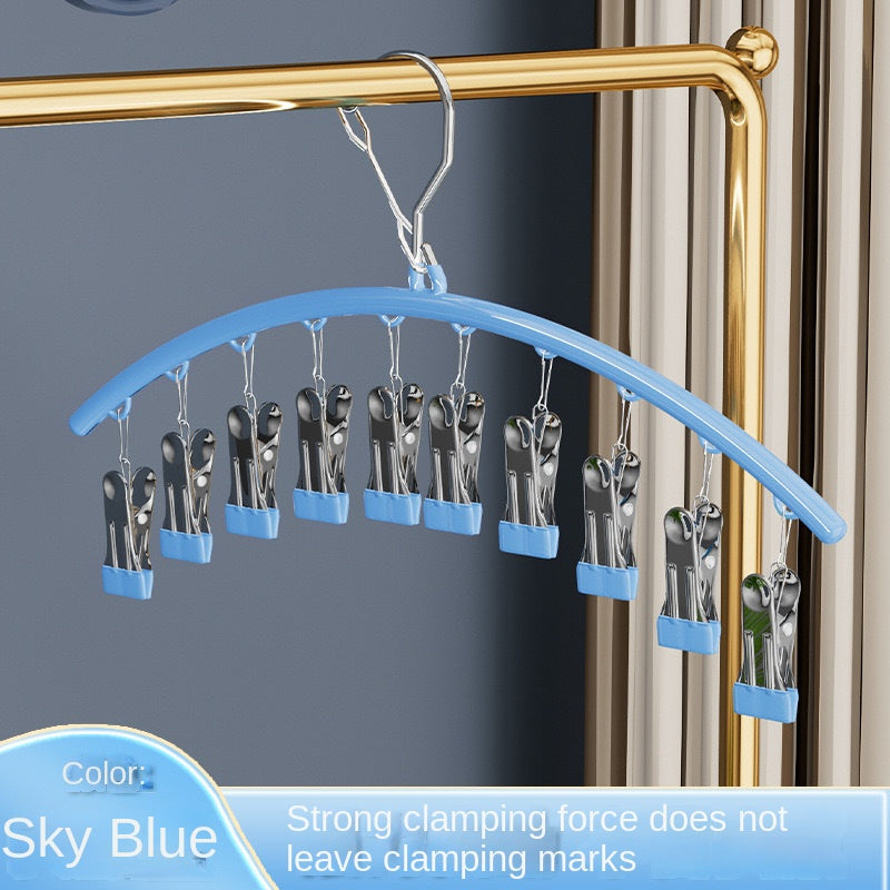 Clothes Hanger with Multiple Clips for Home Use Retractable Travel Space-Saving Indoor Bra and Panty Drying Rack Circular Design for Balcony - Korvel