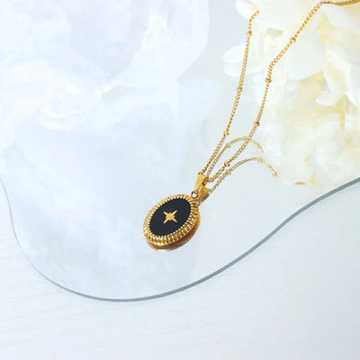 Geometric Jewelry Dripping Oil Star Elliptical Titanium Steel Pendant Necklace - Korvel
