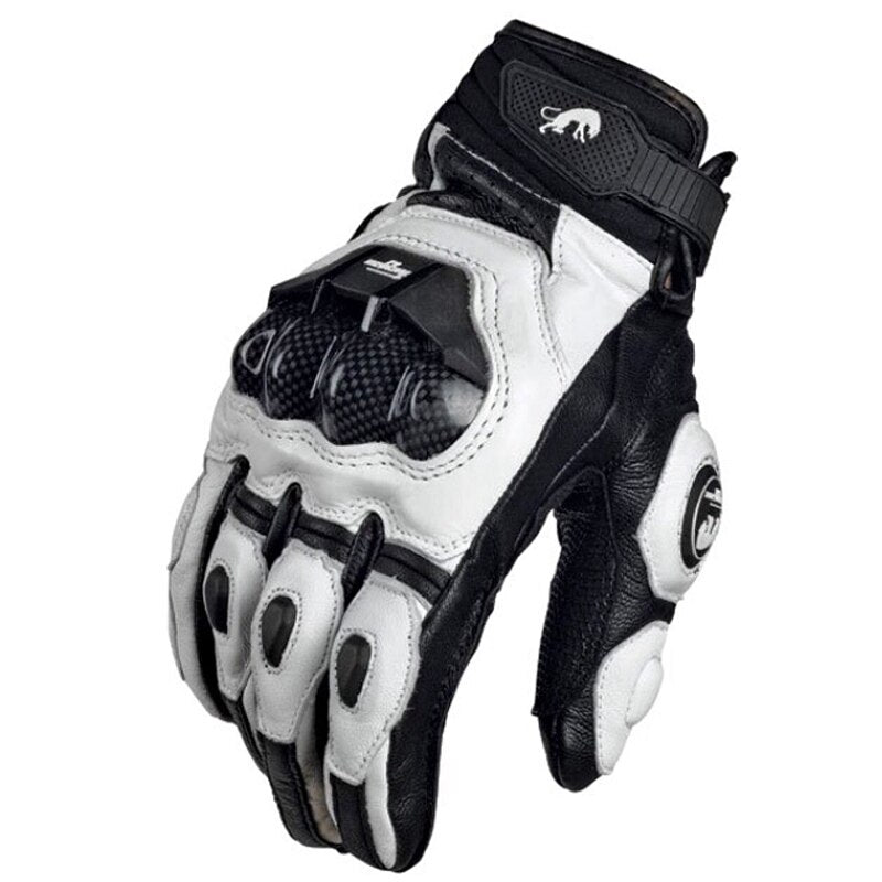 Motorcycle Gloves black Racing Genuine Leather Motorbike white Road Racing Team Glove men summer winter - Korvel