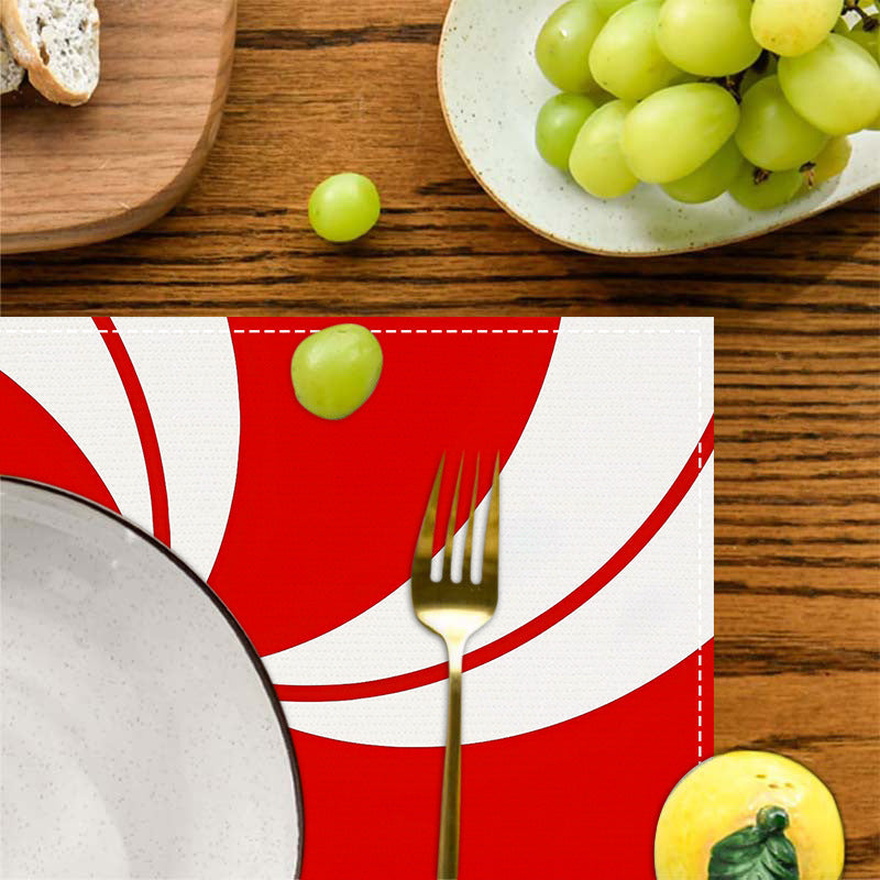 Christmas placemat red candy striped printed table mat holiday table decoration insulated mat coaster - Korvel