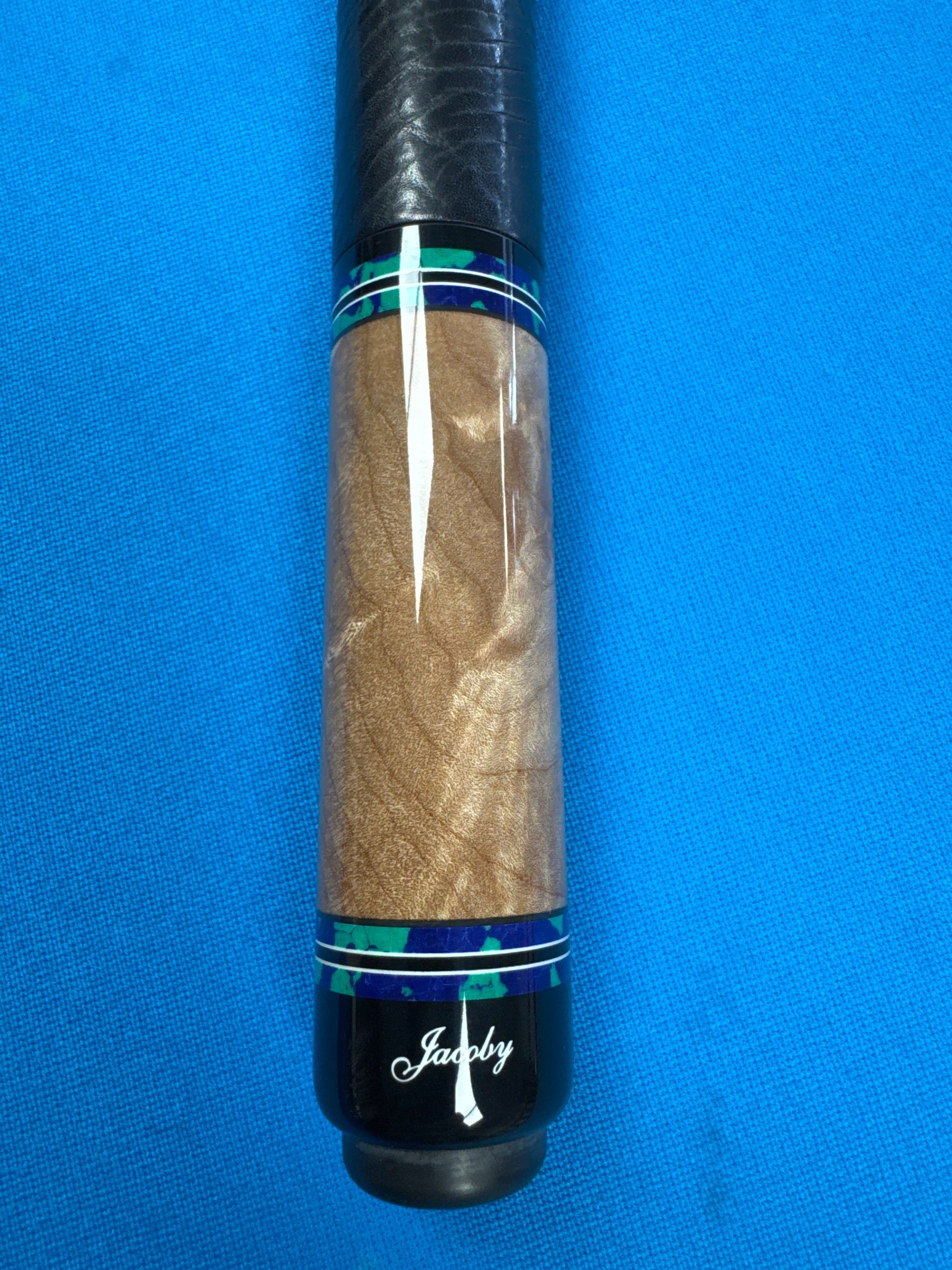 Exclusive Jacoby EH Ultra Pro BE Cue - Maple Burl & Azurite Malachite, 19.1 oz - Korvel
