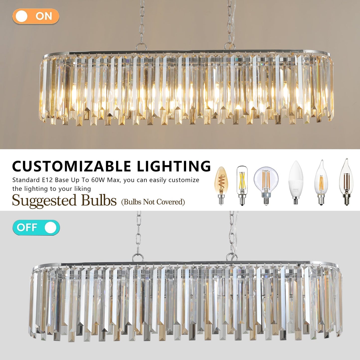 Modern Oval Crystal ceiling chandelier Luxury Home Decor Light Fixture - Korvel