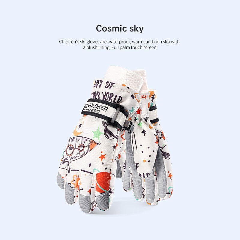 Winter children skiing gloves cycling waterproof windproof cashmere thick warm gloves children - Korvel