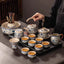 Elegante juego de té Kung Fu de cerámica Ru en azul y blanco