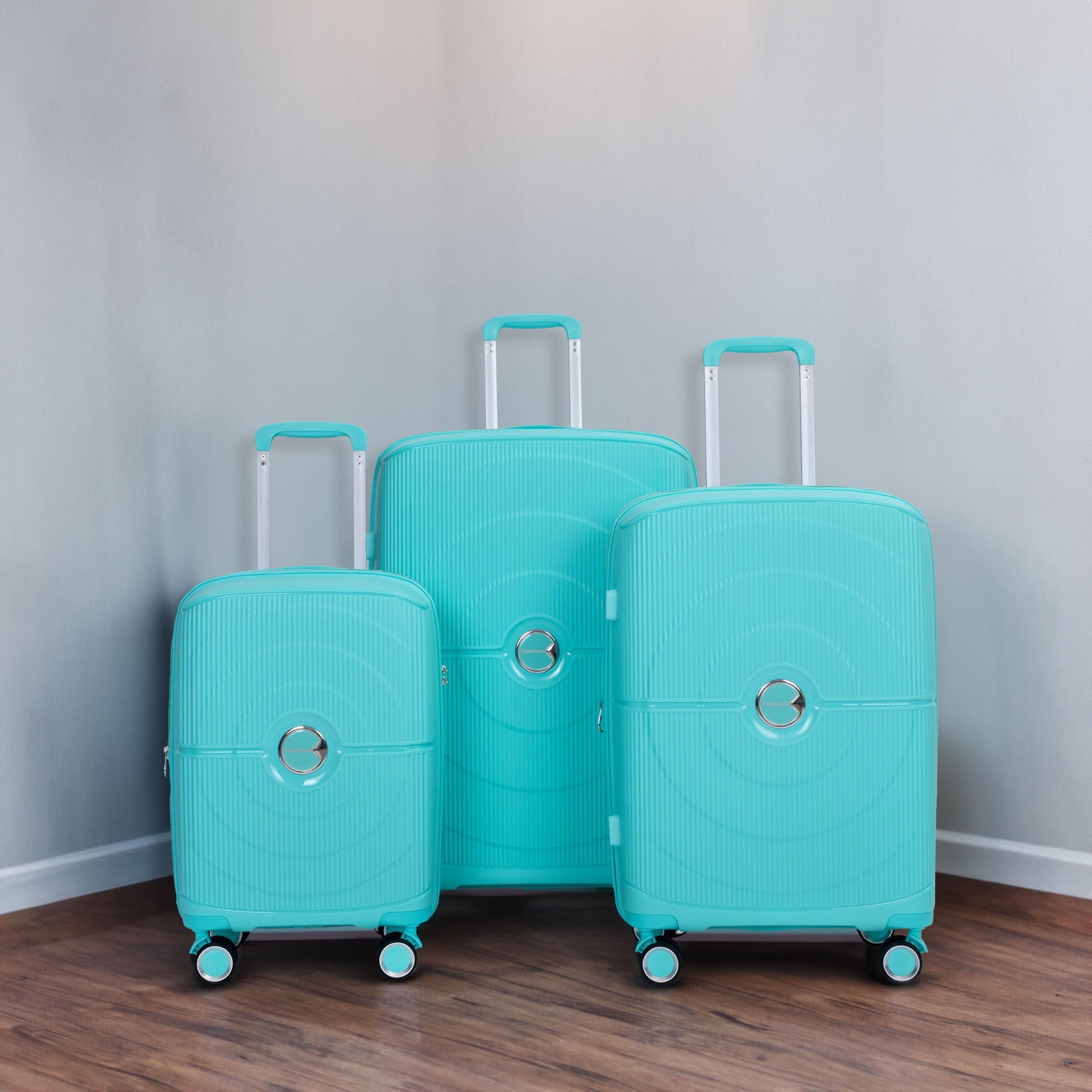 Expandable Hardshell Suitcase Double Spinner Wheels PP Luggage Sets Lightweight Durable 3-Piece Set (20/24/28) , Lake Blue - Korvel