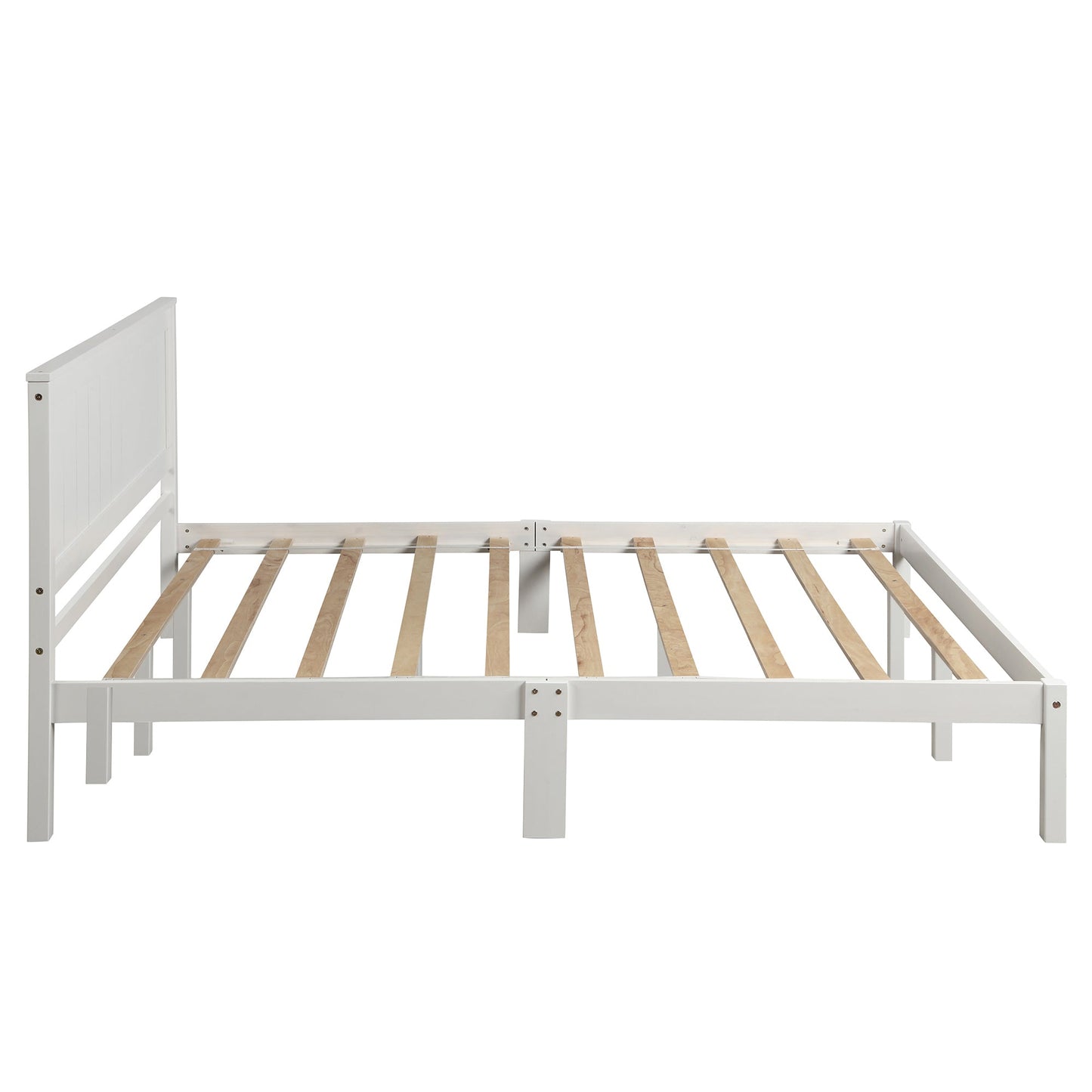 Elegante Estructura de Cama Plataforma Reina con Cabecera - Blanca