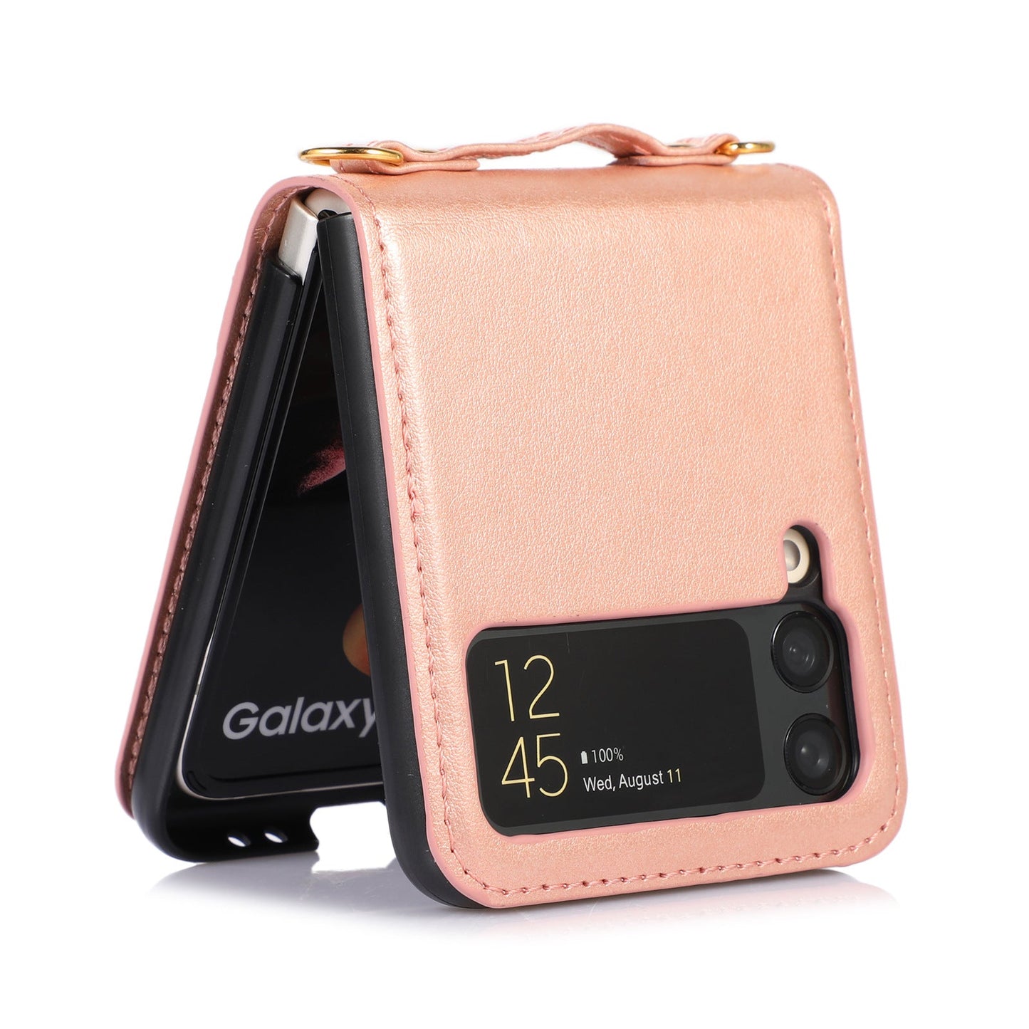 New Samsung Z Flip5 Folding Screen Phone Case with Diagonal Span Galaxy Z Flip4 Card Insertion Protective Cover - Korvel