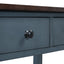 Retro Design Console Table with Two Open Shelves, Pine Solid Wood Frame and Legs for Living Room (Antique Navy+Espresso) - Korvel