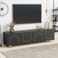 U-Can modern TV stand is suitable for TVs under 75 inches and comes with a storage cabinet top marble pattern and circular stand - Korvel