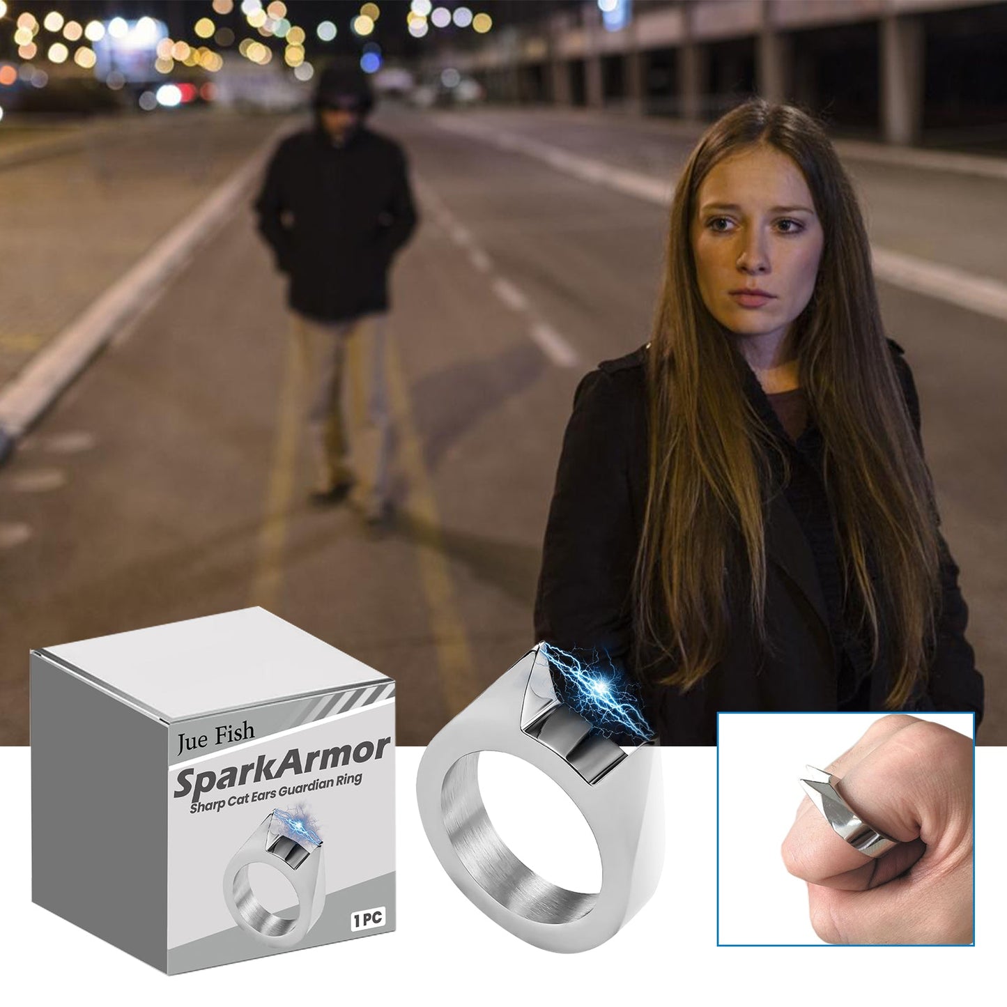 SparkArmor Sharp Cat Ears Guardian Ring