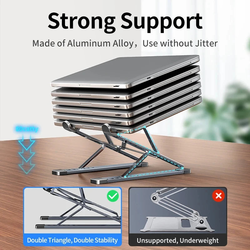 N8 Laptop Stand Adjustable Aluminum Desktop Cooling Pad for Macbook Notebook Bracket Support Foldable Portable Laptop Holder - Korvel