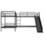 Twin Size L-Shaped Bunk Bed with Slide and Ladder  Black - Korvel
