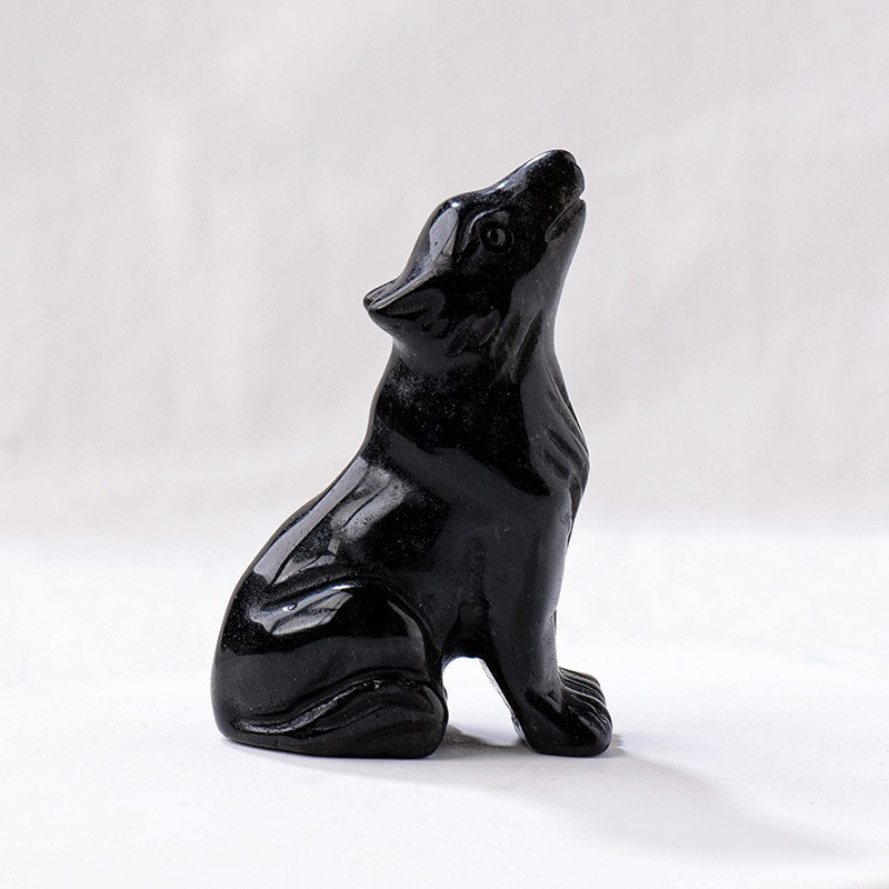 Natural Crystal Wolf Cub Carving - Premium Home Decor