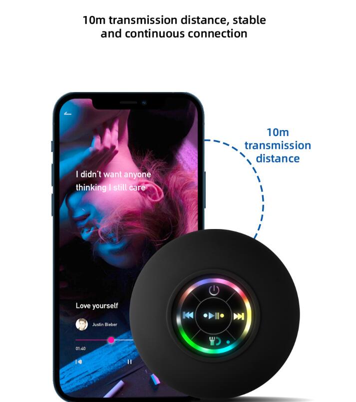 Large suction cup waterproof Bluetooth speaker LED light emitting waterproof bathroom Bluetooth speaker portable Bluetooth speaker - Korvel