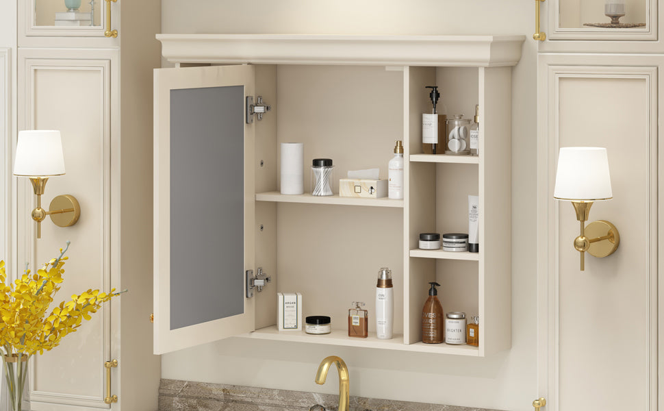 35'' x 28'' Blue Wall Mounted Bathroom Storage Cabinet with Mirror Door, Modern Bathroom Wall Cabinet with Mirror - Korvel